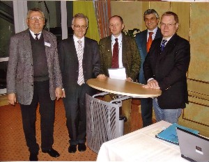 Reconfirmed chapter board members convening in March are (l-r) Siegfried Stefener, public relations; Gerhard Hering, vice president; Markus J. Reigl, president; Karl Ruf, treasurer; and Bernhard Haid, membership management.
