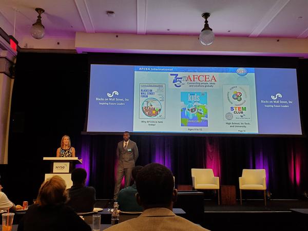 Tina Jordan, vice president of membership, AFCEA International Headquarters, presents AFCEA and its possibilities for students. Jordan inspired aspiring engineering students to request AFCEA memberships at the end of the day.