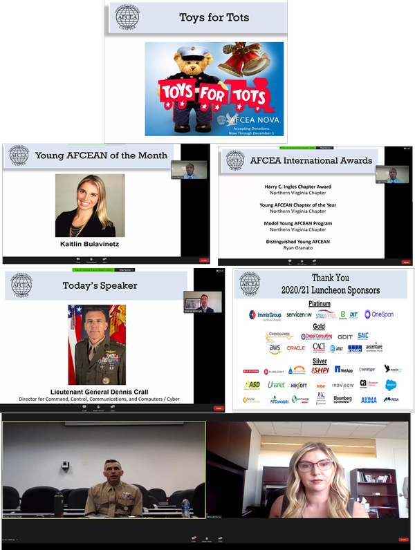 Luncheon speaker and sponsors gather virtually for the November event.