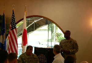 Col. Bruce Crawford, USA, commander, 516th Signal Brigade, Fort Shafter, Hawaii, was the featured speaker at the May luncheon.