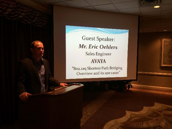 Eric Oehlers shown speaks about Shortest Path Bridging during an October presentation.
