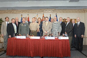 Chapter members and forum attendees gather at the January Defense Forum, which attracted a record 165 participants.
