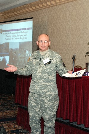 Maj. Gen. Dennis Moran, USA, addresses attendees at the executive luncheon in January.