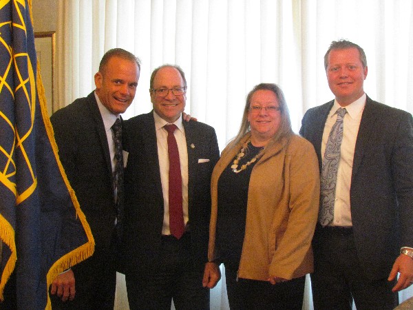 Attending the breakfast in April are (l-r) Jody Campeau, president, Maplesoft; guest speaker Maurice Chenier, vice president, CBSA; Chapter President Kelly Stewart-Belisle; and Carl Nappert, executive vice president, Maplesoft.