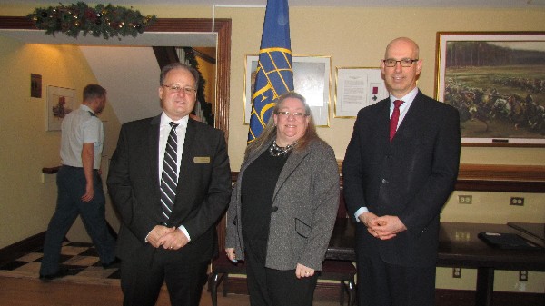 Attending the chapter's Christmas luncheon in December are (l-r) Chapter Vice President of Programs Dave Johnson, Chapter President Kelly Stewart-Belisle and guest speaker Patrick Finn, assistant deputy minister, Department of National Defence. 