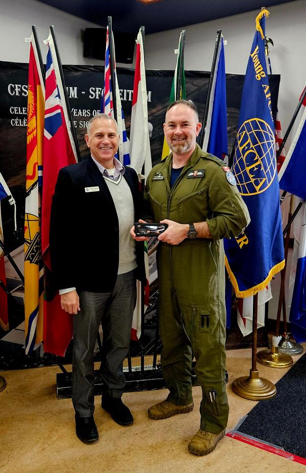 Horner and Chapter President Walter Wood pose for a photo at the February Luncheon.