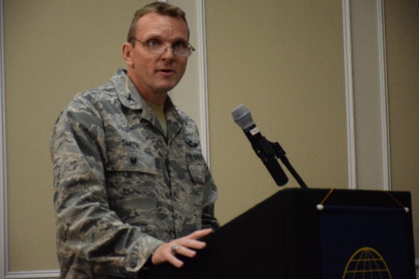During a May luncheon, Col. Dustin Smith, USAF, shares why the communication architecture is so critical to decision makers and warfighters. 
