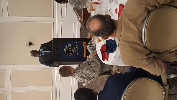 Brig. Gen. Greg Brundidge, (Ret.), USAF, speaks to the chapter in October on the topic 