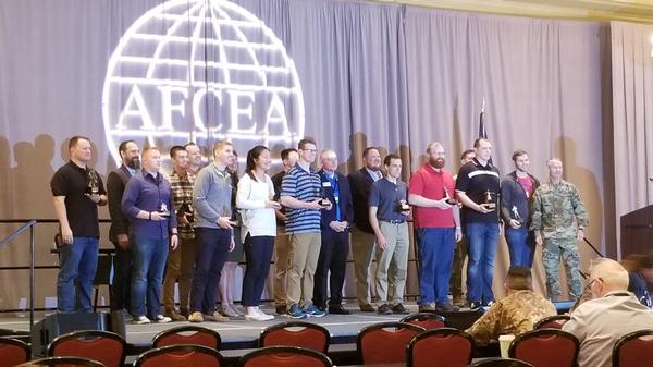 In January, the chapter attends the AFCEA Cyber Education, Research, and Training Symposium Military/Collegiate Capture the Flag (CTF) Competition award event. The CTF is a four-hour, Jeopardy-style competition for aspiring and seasoned cyber and cybersecurity professionals. Instructors (from l-r) Thomas Barnes, director, Strategic Cyber Operations, Parsons; Brett Hite, senior software engineer, Parsons; Nicholas Jackson, cyber thaumaturgy director, Parsons; Sharon Martin, senior systems analyst, Parsons, pause for a photo.