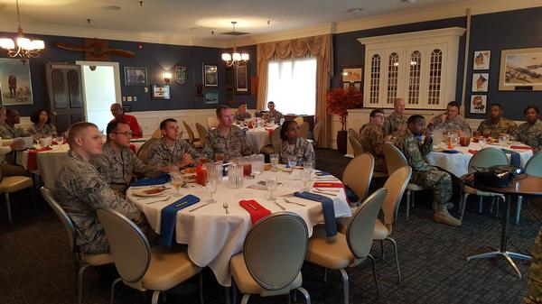 At the Lunch and Learn in October, attendees from USAFCENT, USARCENT and 20th Communication Squadron listen intently and pose questions to Burks on intrusion detection, network security monitoring and log management, and how it impacts them in their day-to-day operations.