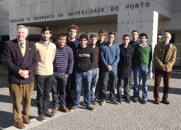 Together at the meeting with the Porto Student Club members are (l-r) Rear Adm. Carlos Rodolfo, PON (Ret.), Portugal Chapter president; Henrique Cabral, student club president; Eduardo Fernandes; Carlos Sousa; Manuel Oliveira; Luis Perestrelo; John Cebola; Jose Valente, student club second vice president; Carlos Ferreira; Joao Teixeira, student club secretary; Diogo Lopes, student club first vice-president; and professor Jose Carlos Alves, student club faculty adviser.