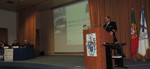 Capt. Mario Simoes Marques, PRT NA, delivers the keynote speech at the February seminar, "Modeling and Simulation: A key to the challenges of the future of armed and security forces."