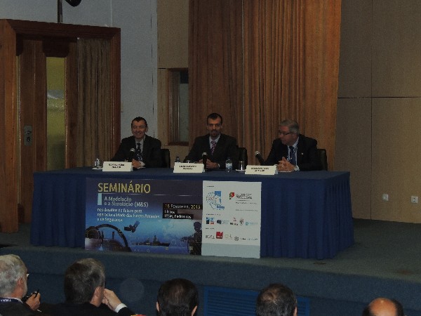Representatives from NATO and the European Defence Agency speak during a technical session of the seminar in February.