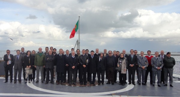 The entire group on board NRP Francisco de Almeida at the event in November at the Lisbon Naval Base.