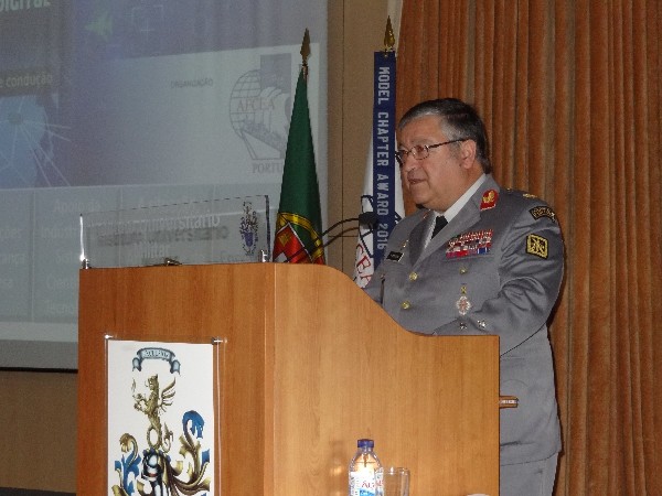 Gen. Artur Pina Monteiro, PRTA, chief of General Staff of the Portuguese Armed Forces, provides closing comments at the March conference on digital transformation.