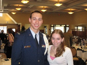 Cadet Stewart and friend Carle Wilson enjoy the chapter awards luncheon in April.