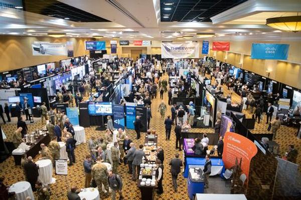 Participants fill the exhibit floor at the Rocky Mountain Cyber Symposium 2020 in February. 