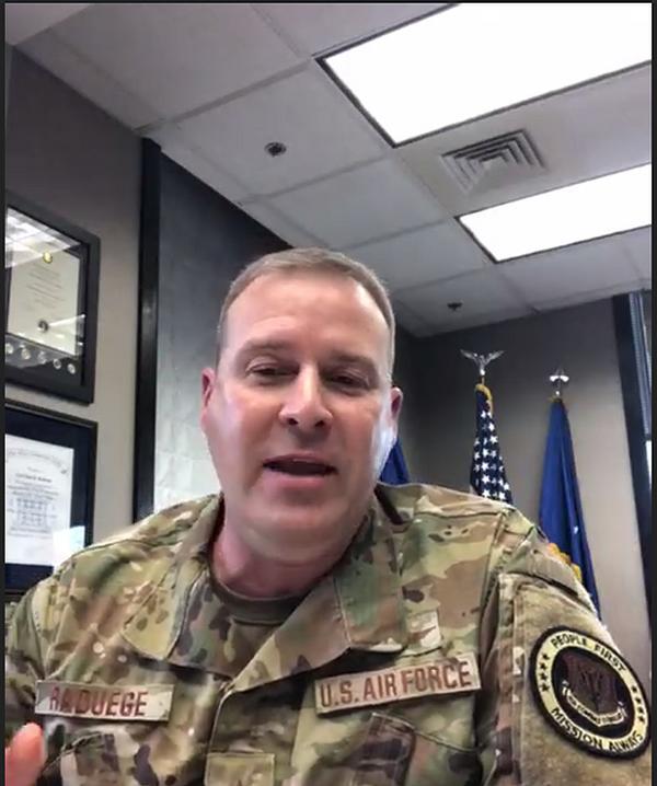Brig. Gen. Chad Raduege, USAF, director of Cyberspace and Information Dominance, Air Combat Command, speaks at the September event.