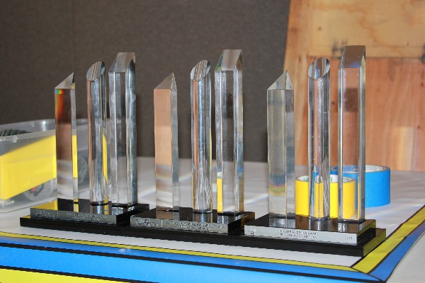 A few of the many trophies Team 662 has won over the last couple of years were on display at the chapter's luncheon in April.