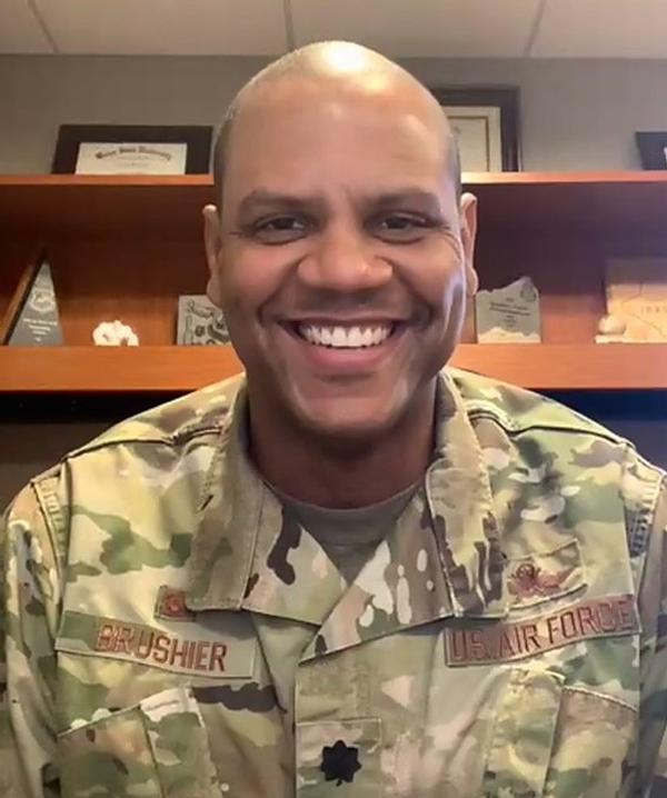 Lt. Col. Raymond Brushier, USAF, commander, 62nd Cyberspace Squadron at Buckley Air Force Base, presents at the November meeting.