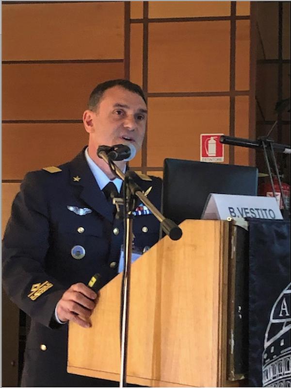 Brig. Gen. Francesco Vestito, ITAF, discusses the importance of cryptography at the May event.