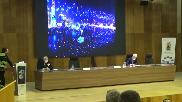 In April, Cmdr. Leonardo Lembo, Italian Navy, Navarm; Brig. Gen. Aldo Giannatiempo (Ret.); and  Lt. Gen. Antonio Tangorra, ITAF (Ret.), chapter president, present at the technology conference in Rome.