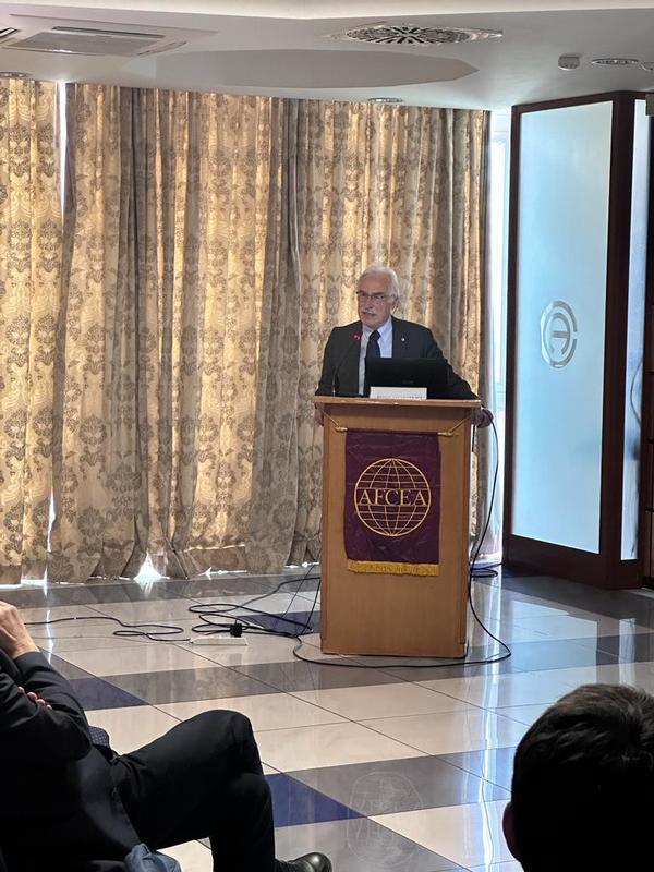 Lt. Gen. Antonio Tangorra, ITAF (Ret.), chapter president, speaks at the May conference.