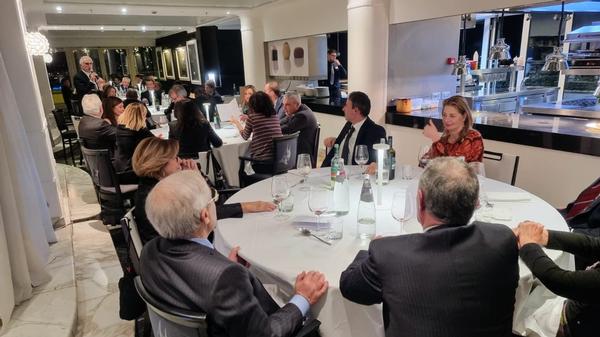 Lt. Gen. Antonio Tangorra, ITAF (Ret.), delivers a speech at the chapter's December event.