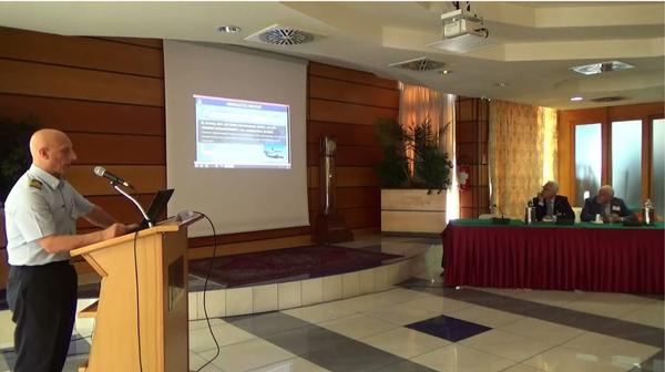 Col. Salvatore Ferrara, ITAF, discusses Italian Air Force capabilities to increase situational awareness at the July conference.