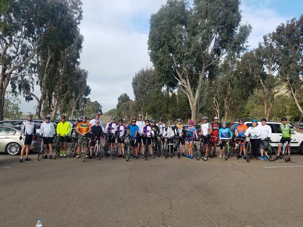 The riders line up for the start of the 4th Annual San Diego Chapter Cycle for STEM ride in May. This year 25 riders participated and raised more than $5,000.
