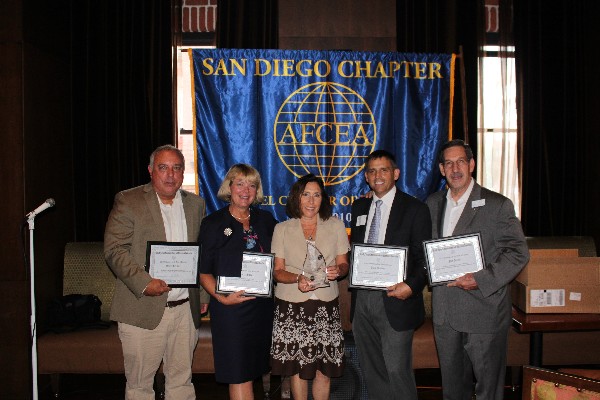 Finalists for the chapter's inaugural Jim Loiselle Volunteer of the Year Award recognized in August are (from left) Gary Brister, Virginia Bayer, Maestas (winner), Ken Garber and Pat Kelly.