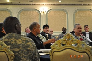 Maj. Gen. Lawrence Wells, USA (r), chief of staff, United States Forces Korea, attends the chapter's May luncheon.