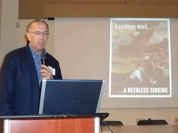 Col. Glenn Kesselman, USA (Ret.), of Hub City Media Inc. opens the November chapter meeting with his presentation on social media, privacy and operational security.