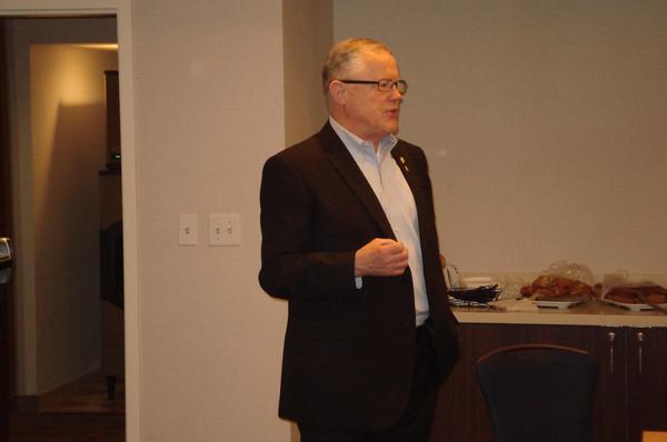 Lt. Gen. Robert M. Shea, USMC (Ret.), presents on Current Global Threats at the March event. 