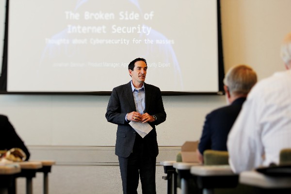Joe Beel of Cisco Systems Incorporated, Strategic Programs manager, opens the discussion on Internet security and introduces the two presenters in August.