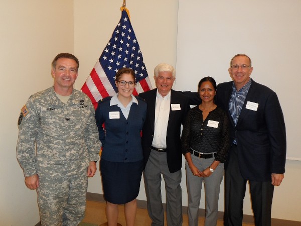 The chapter hosted a panel discussion on social media, privacy and operational security in November with (l-r) Col. Jenks, Lt. Keely, Chapter President Bob Moorhead, Prasad and Kesselman.