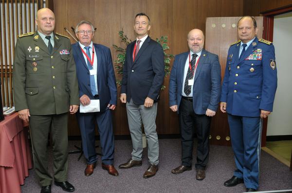 Pictured at the June event are (from l-r) Brig. Gen. Aurel Sabo, rector of the Armed Forces of General M.R. Stefanik in Liptovsky Mikulas, Col. Ladislav Kollarik (Ret.), chapter vice president, Col. Miroslav Brvnistan (Ret.), chapter president, and  Petr Jirasek, regional vice president, Central Eastern Europe, and Lt. Gen. Lubomir Svoboda, 1st deputy CHOD, Slovak Armed Forces.