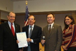 In October, Sierra Vista Mayor and AFCEA Member Bob Strain (l) presents a proclamation declaring 