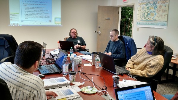 Lee Rossetti (Lockheed Martin Corporation); Gary Parish (SeaCorp); Andy Meeks (General Dynamics Electric Boat Division) and Sandra Petersen (I Square Systems) conduct the INCOSE Systems Engineering Certification professional preparation workshop in January.