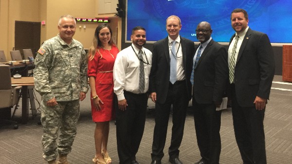 June luncheon speakers include (l-r) Col. Jonathon Moelter, USA, director, J-6, chief information officer, U.S. Southern Command; Christina Valecillos, corporate communications, Lockheed Martin; Jeremy Spund, associate, Booz Allen Hamilton; Jason Manar, supervisory special agent, cyber, FBI; Walter Lewis, Exeter Information Technology Services; and Bill Lawless, strategic partnering manager, PlanIT Group.