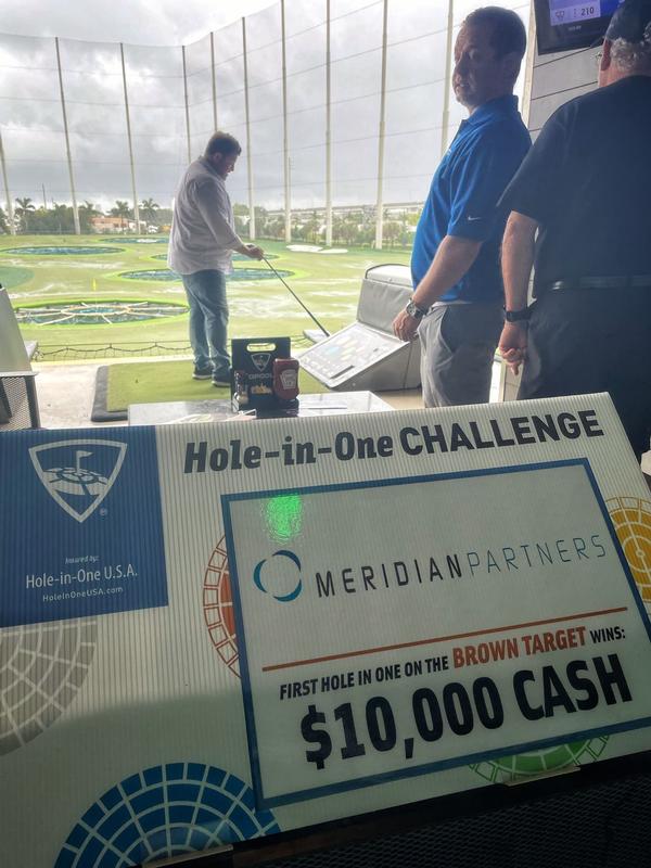 At the October event, the $10,000 Hole-in-One Challenge is sponsored by Meridian Partners.