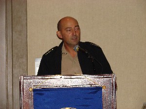 Adm. James G. Stavridis, USN, commander, U.S. Southern Command (SOUTHCOM), delivers the keynote speech during the chapter's luncheon, which was held in conjunction with SOUTH 2008 in October.