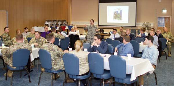 Col. Robin Gibson, USAF, U.S. European Command, deputy J-6, helps energize the newly re-formed chapter in September with a slideshow of photos from past events.