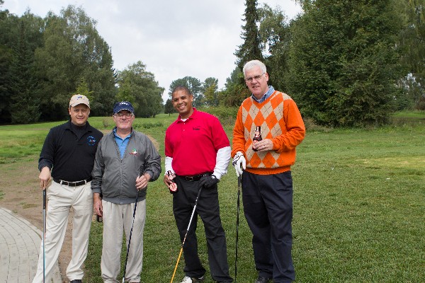 Chapter leadership participating in the September golf tournament are (l-r) Whitney Myrus, Wayne Henry, Micheal Young and Michael Flynn.