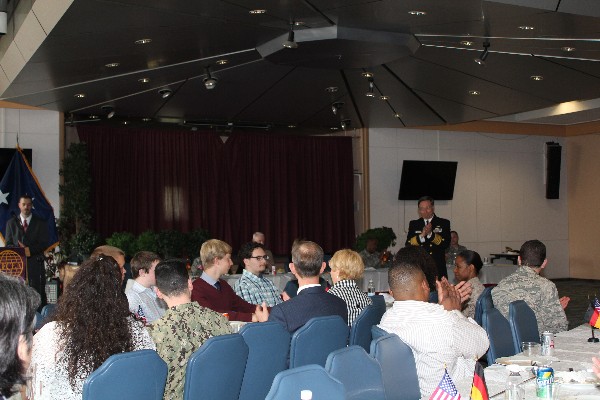 Adm. Martoglio serves as the guest speaker for the May scholarship luncheon. He applauded the students for their initiative and accomplishments and shared “Ten Leadership Rules for Success” applicable to any career field and life in general. He stressed the importance of having a network of supporters and mentors and recognized the parents in attendance, as well as delivering a special message from a parent who was unable to attend due to deployment.