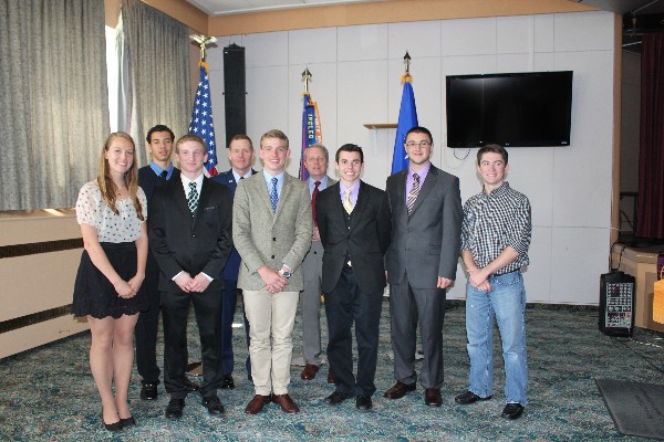 Following the award ceremony in May, student scholarship recipients join Gen. Wheeler and Roger Carpenter, chapter president.
