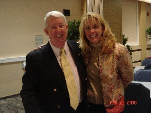 Chapter board members Dr. Joseph T. Page Jr., secretary, and Sandra Iwai, scholarship vice president, gather following the February luncheon address.
