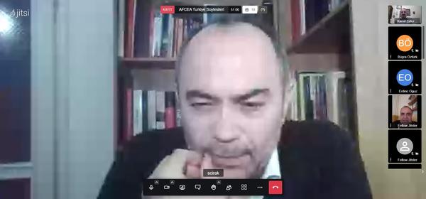 Col. Selcuk Cirak, Turkish army (Ret.), addresses participants in the webinar about "Drone Threat and RF Measures" in December.