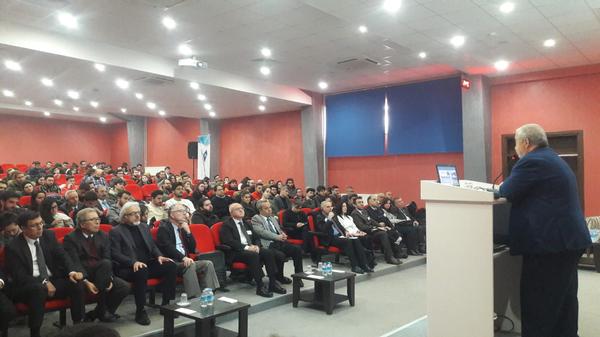 A rapt audience listens to a presentation at the Aviation and Space Conference in February.