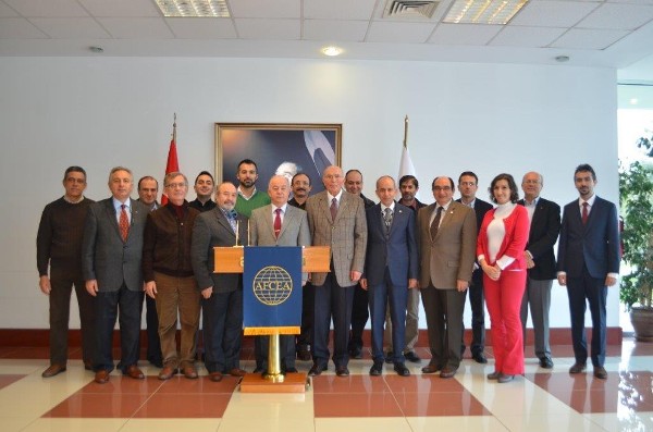 New chapter officers announced in January are (l-r): Tuncay Ergun; Erdinc Oguz, vice president for activities and events and treasurer; A. Tahsin Ozgul; Cahit Erikci; Seyfettin Sunger; Lt. Col.Yucel Kuru, TUA (Ret.); M. Yaşar Ercan, vice president for promotion and Young AFCEAN affairs; Col. Erdogan Ezbiderli, TUA (Ret.), member of the Board of Auditors; Capt. Kamil Zafer Selýuk, TUN (Ret.), chapter secretary; Col. Buyukoner; Dr. Arif Emre Erkoca; Dr. Unal Koyaz; Hursel Kendir; Serdar Erkoca; Yaman Tunaoglu; Esra Erkan, vice president for members and chapter services; Ugur Karavelioglu; and Yucel Orkut Aktas.